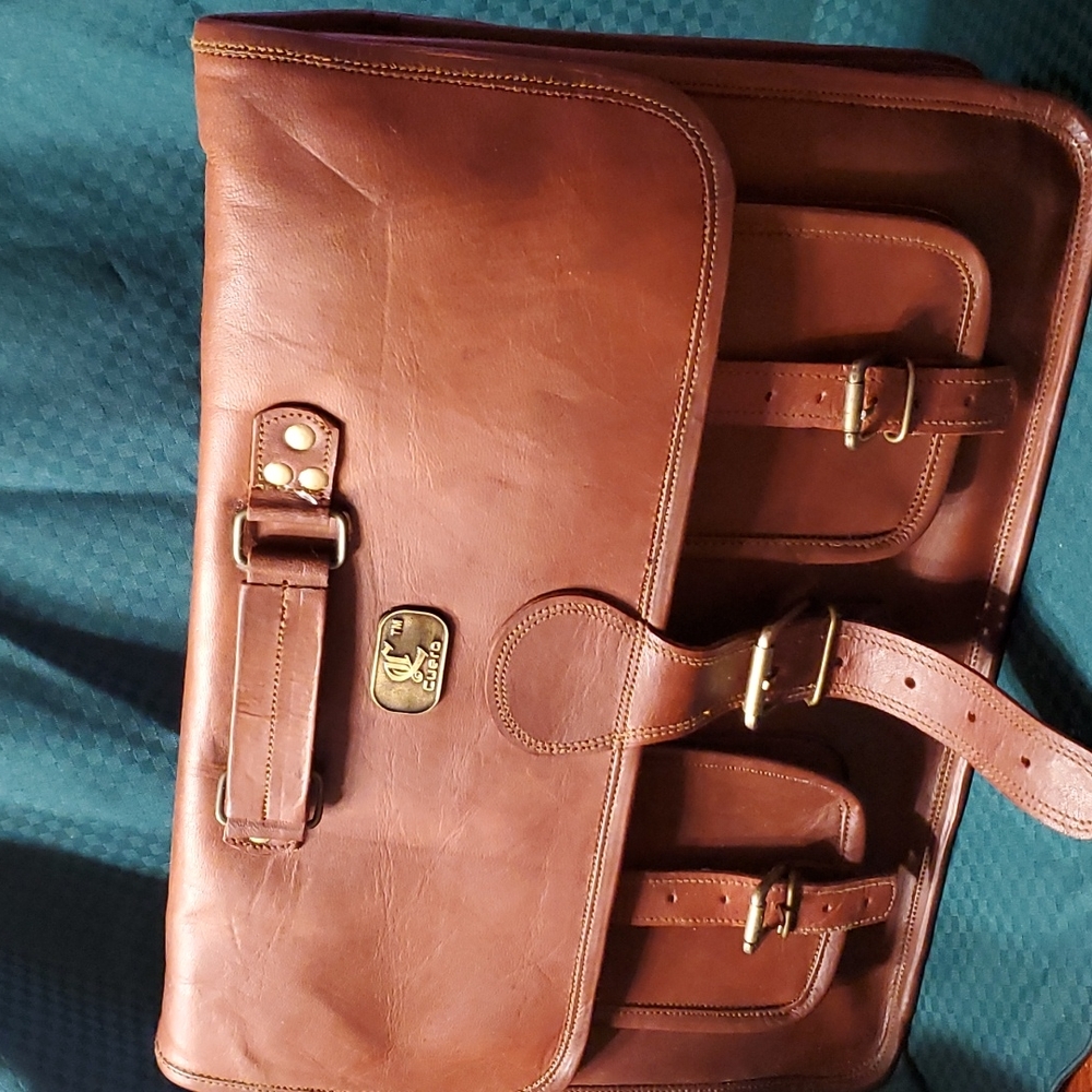 Goat Leather large briefcase/laptop satchel 18"x13" New